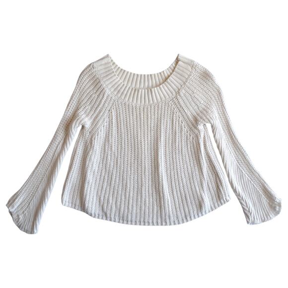 Lulus Sweaters - Lulu's White Chunky Knit Ribbed Neckline Comfy Sweater Size Medium
